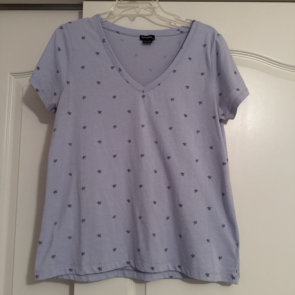 Splendid Light Purple Star Print V-Neck Tee